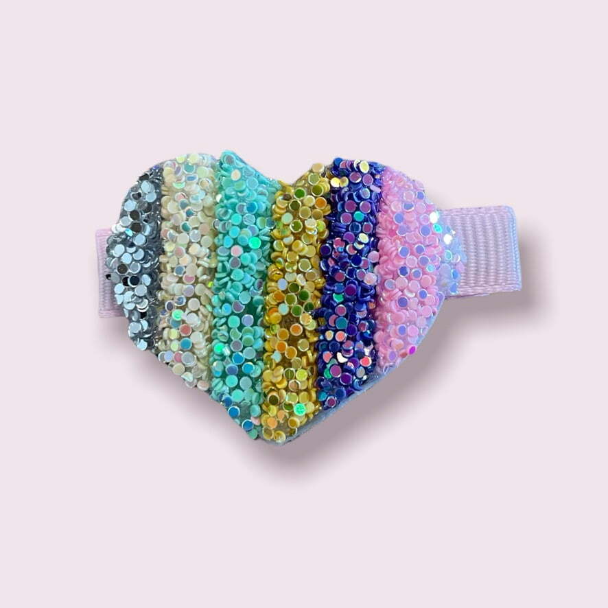 Set clame păr inimioare curcubeu