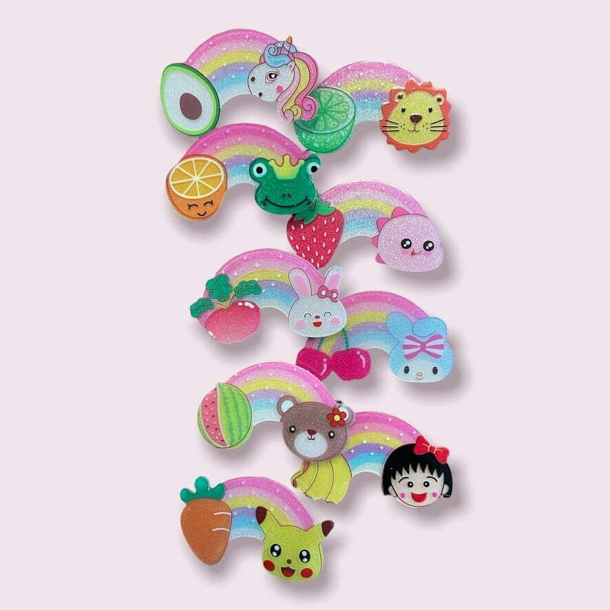 Clamă de păr curcubeu cu sclipici