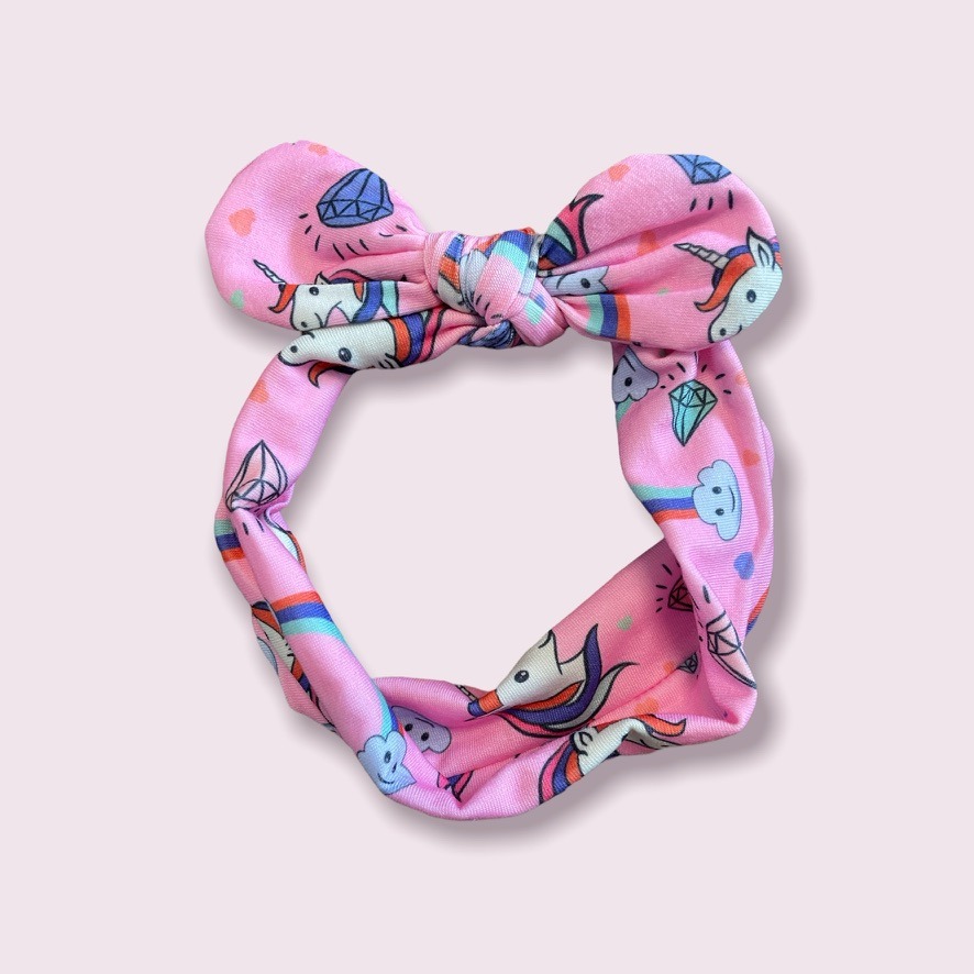 Bentiță din bumbac cu unicorn și curcubeu