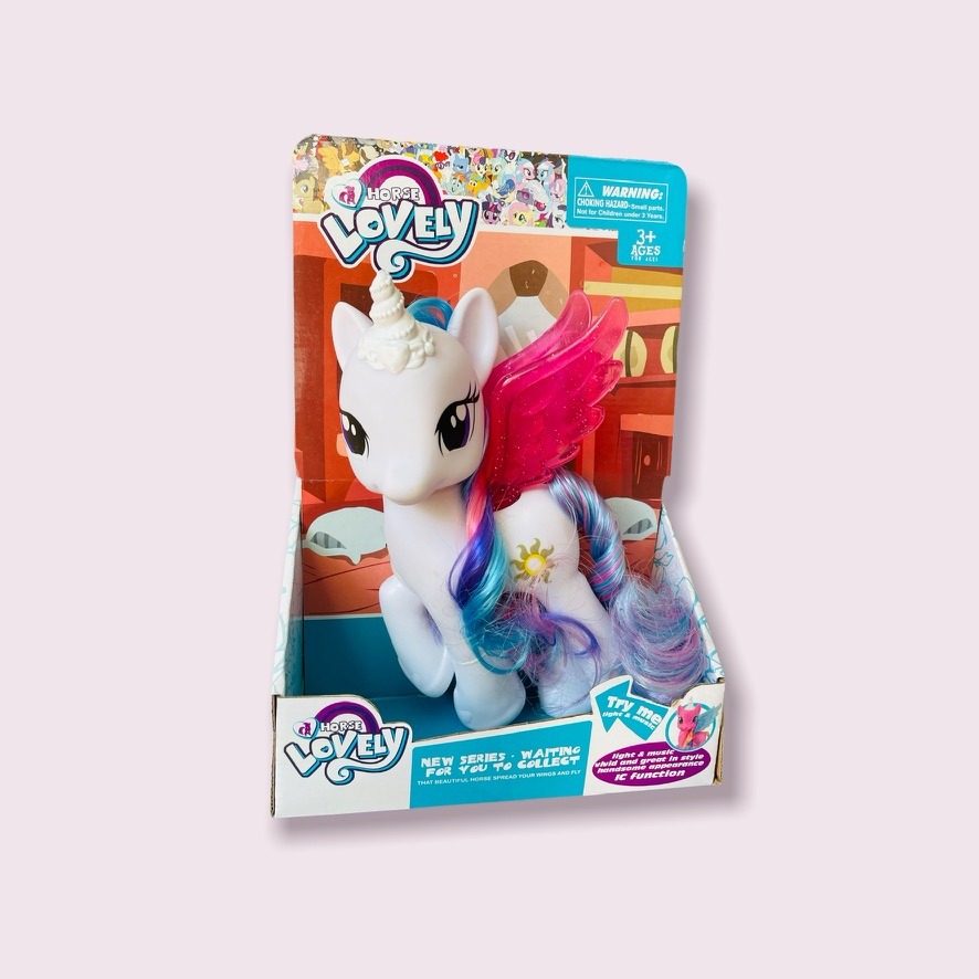 Unicorn alb, cu aripi, sunete și lumini